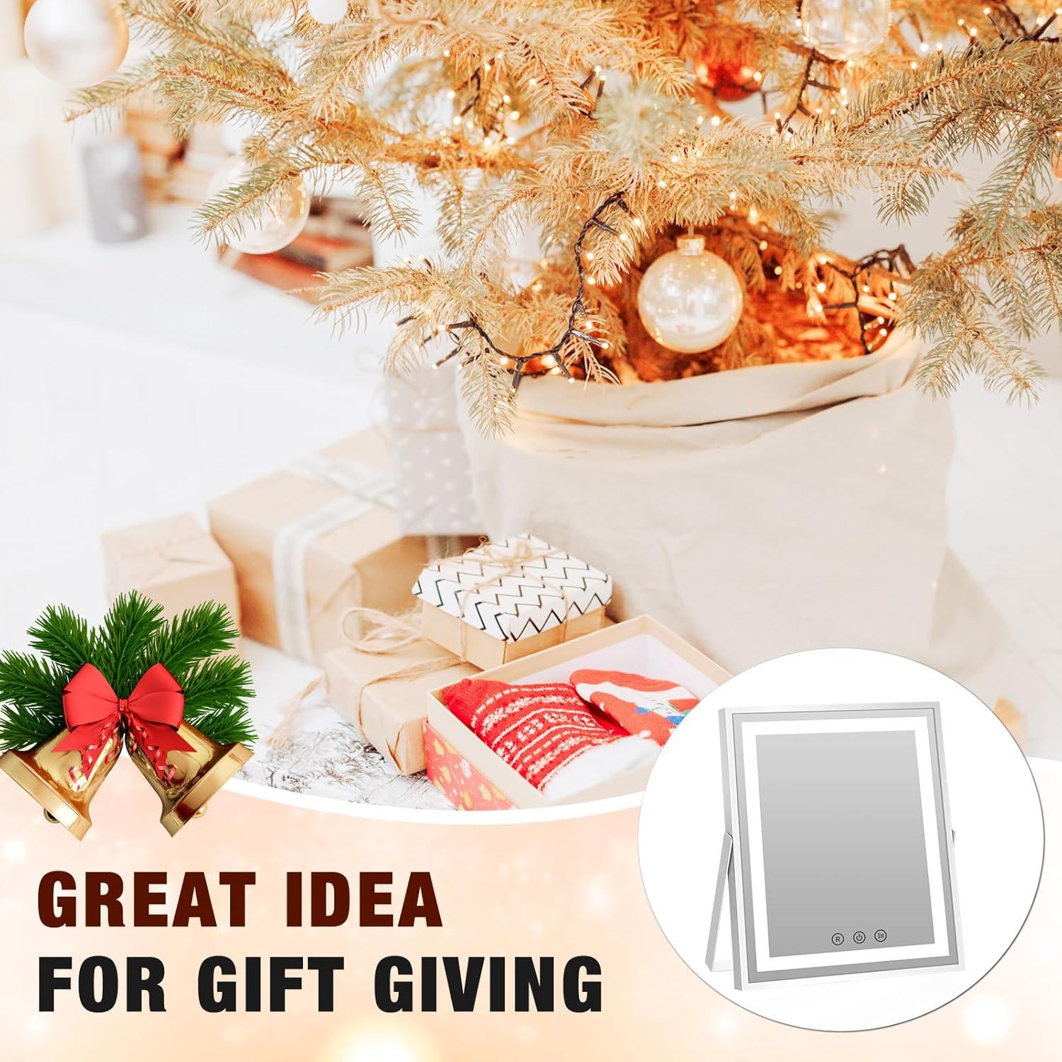 imageFUNTOUCH Hollywood Vanity Mirror with Lights 10x12 Memory Makeup Mirror with 3 Color Modes Tabletop Vanity Lighted Mirror with Smart Touch Control Gifts for Christmas Housewarming Gifts