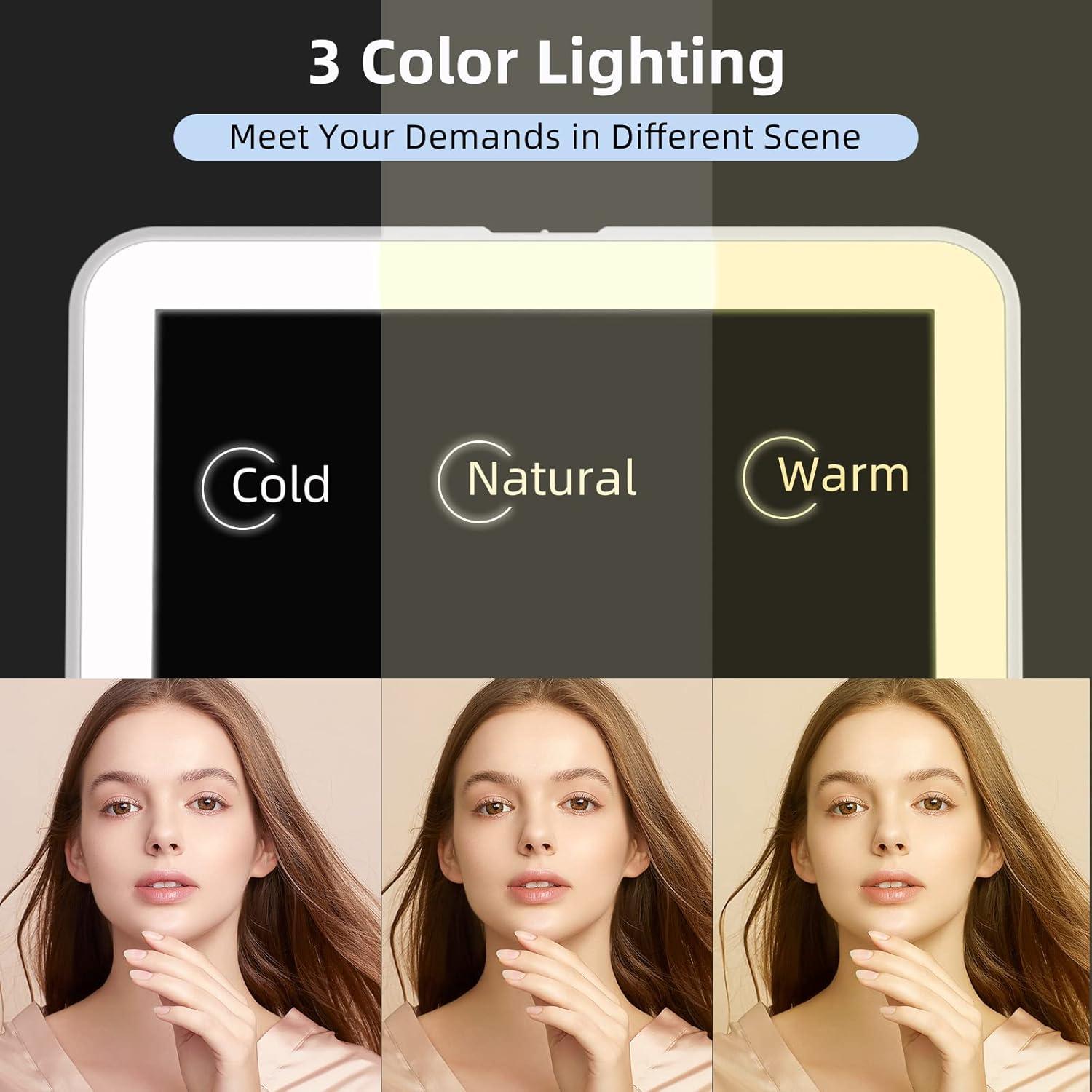 imageFUNTOUCH Rechargeable Travel Makeup Mirror with Lights and 10X Magnifying Mirrors Portable Lighted Vanity Mirror with 80 Led2000mAh Battery3 Color LightingTouch DimmingTabletop Light up MirrorColorful