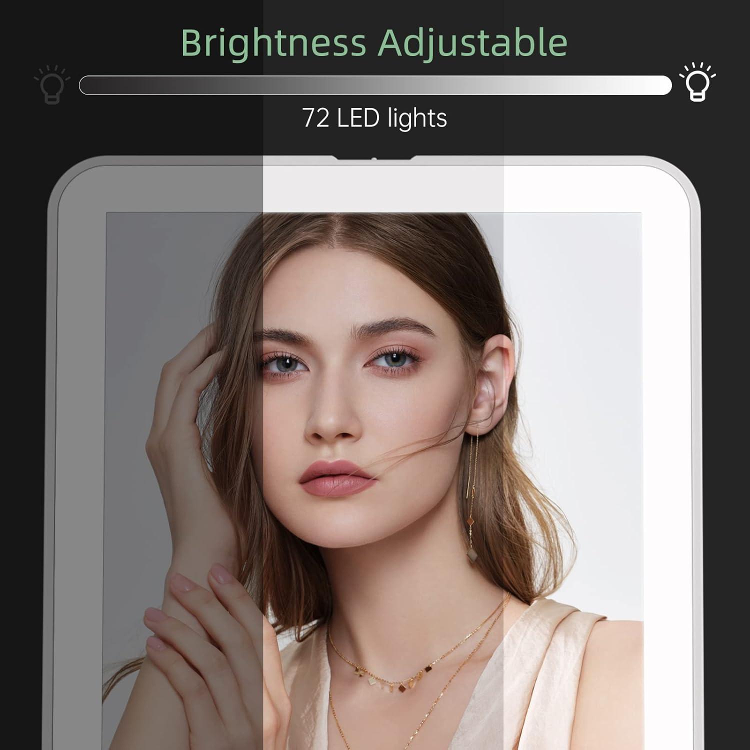 imageFUNTOUCH Rechargeable Travel Makeup Mirror with Lights and 10X Magnifying Mirrors Portable Lighted Vanity Mirror with 80 Led2000mAh Battery3 Color LightingTouch DimmingTabletop Light up MirrorCeramic White