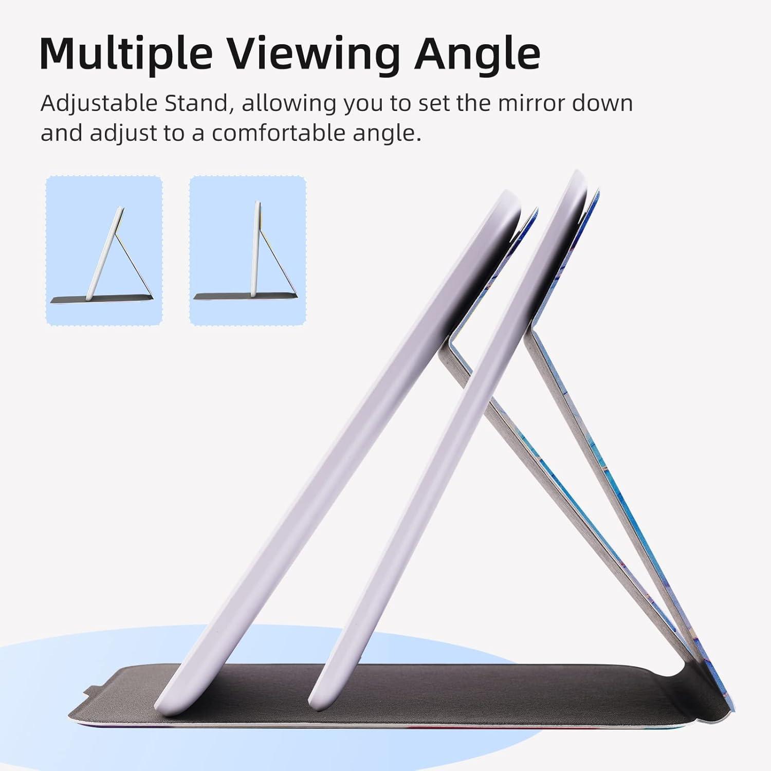 imageFUNTOUCH Rechargeable Travel Makeup Mirror with Lights and 10X Magnifying Mirrors Portable Lighted Vanity Mirror with 80 Led2000mAh Battery3 Color LightingTouch DimmingTabletop Light up MirrorColorful