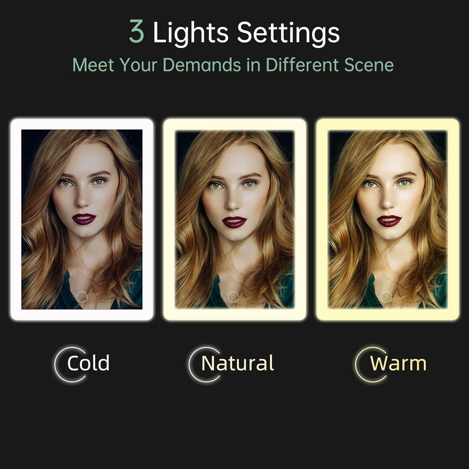 imageFUNTOUCH Rechargeable Travel Makeup Mirror with Lights and 10X Magnifying Mirrors Portable Lighted Vanity Mirror with 80 Led2000mAh Battery3 Color LightingTouch DimmingTabletop Light up MirrorBright White