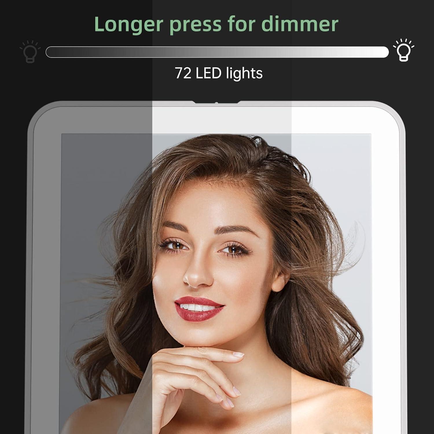 imageFUNTOUCH Rechargeable Travel Makeup Mirror with Lights and 10X Magnifying Mirrors Portable Lighted Vanity Mirror with 80 Led2000mAh Battery3 Color LightingTouch DimmingTabletop Light up MirrorBright White