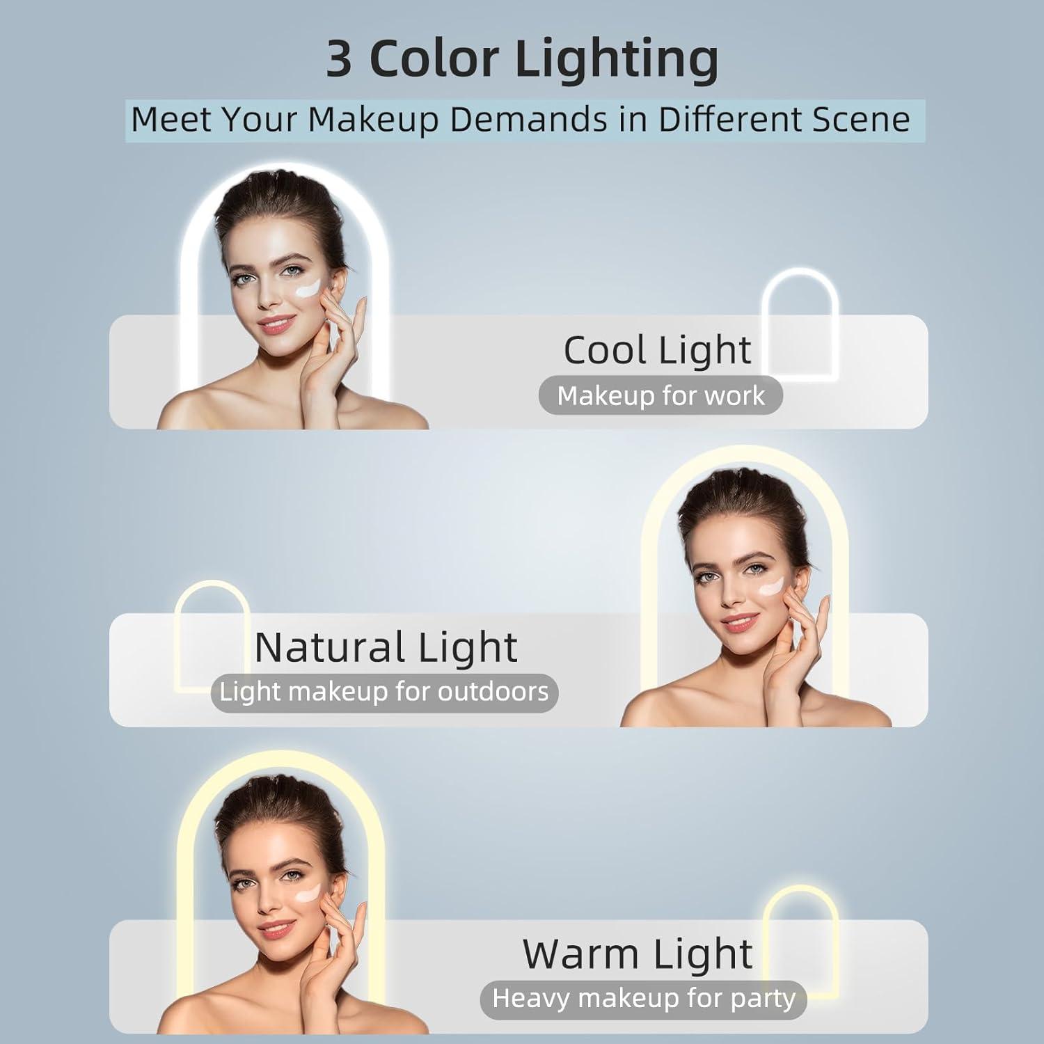 imageFUNTOUCH Rechargeable Travel Makeup Mirror with Lights and 10X Magnifying Mirrors Portable Lighted Vanity Mirror with 80 Led2000mAh Battery3 Color LightingTouch DimmingTabletop Light up MirrorMilky White