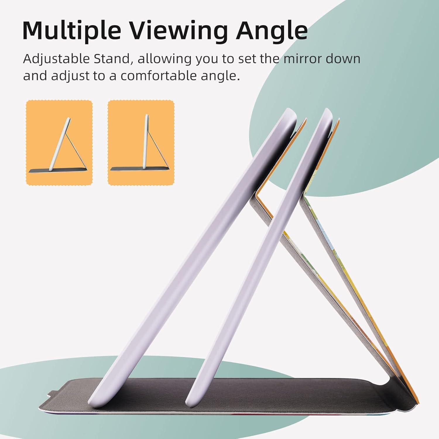 imageFUNTOUCH Rechargeable Travel Makeup Mirror with Lights and 10X Magnifying Mirrors Portable Lighted Vanity Mirror with 80 Led2000mAh Battery3 Color LightingTouch DimmingTabletop Light up MirrorFlower