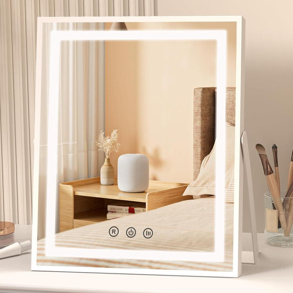imageFUNTOUCH Hollywood Vanity Mirror with Lights 10x12 Memory Makeup Mirror with 3 Color Modes Tabletop Vanity Lighted Mirror with Smart Touch Control Gifts for Christmas Housewarming Gifts