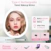 imageFUNTOUCH 10X Magnifying Travel Makeup Mirror with Light Led Compact Mirrors with Light Lighted Small 1x 10x Magnifying Mirror 2Sided Light up Pocket Portable Mirror 3 Color LightingPink