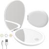 imageFUNTOUCH 10X Magnifying Travel Makeup Mirror with Light Led Compact Mirrors with Light Lighted Small 1x 10x Magnifying Mirror 2Sided Light up Pocket Portable Mirror 3 Color LightingWhite