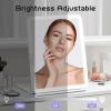 imageFUNTOUCH 2500mAh Large Rechargeable Travel Makeup Mirror with Light Portable Makeup Mirror with 10X Magnifying Mirror 3 Lighting Modes Tabletop Folding Travel Mirror with PU Leather Cover WhiteMirror With Bag