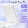 imageFUNTOUCH 2500mAh Large Rechargeable Travel Makeup Mirror with Light Portable Makeup Mirror with 10X Magnifying Mirror 3 Lighting Modes Tabletop Folding Travel Mirror with PU Leather Cover WhiteMirror With Bag