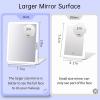imageFUNTOUCH 2500mAh Large Rechargeable Travel Makeup Mirror with Light Portable Makeup Mirror with 10X Magnifying Mirror 3 Lighting Modes Tabletop Folding Travel Mirror with PU Leather Cover WhiteWhite