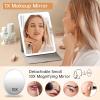 imageFUNTOUCH 2500mAh Large Rechargeable Travel Makeup Mirror with Light Portable Makeup Mirror with 10X Magnifying Mirror 3 Lighting Modes Tabletop Folding Travel Mirror with PU Leather Cover WhiteWhite With Pu Cover