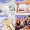 imageFUNTOUCH 2500mAh Large Rechargeable Travel Makeup Mirror with Light Portable Makeup Mirror with 10X Magnifying Mirror 3 Lighting Modes Tabletop Folding Travel Mirror with PU Leather Cover WhiteMirror With Bag