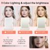 imageFUNTOUCH 2500mAh Large Rechargeable Travel Makeup Mirror with Light Portable Makeup Mirror with 10X Magnifying Mirror 3 Lighting Modes Tabletop Folding Travel Mirror with PU Leather Cover WhitePink With Pu Cover