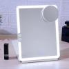 imageFUNTOUCH 2500mAh Large Rechargeable Travel Makeup Mirror with Light Portable Makeup Mirror with 10X Magnifying Mirror 3 Lighting Modes Tabletop Folding Travel Mirror with PU Leather Cover WhiteWhite