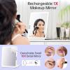 imageFUNTOUCH 2500mAh Large Rechargeable Travel Makeup Mirror with Light Portable Makeup Mirror with 10X Magnifying Mirror 3 Lighting Modes Tabletop Folding Travel Mirror with PU Leather Cover WhiteWhite