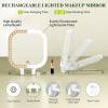 imageFUNTOUCH 30X Magnification Lighted Makeup MirrorDouble Sided Travel Vanity Mirror with LightsRechargeable 3 Color Lights ampamp Adjustable Brightness 300 Rotation Foldable Portable Makeup Mirror