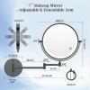 imageFUNTOUCH 9quot 1X30X Wall Mounted Lighted Makeup Mirror 4500mAh Rechargeable Double Sided Magnifying Mirror with Light 3 Color LightsTouch Dimmable 360 Rotation Extended Arm for BathroomBlackBlack