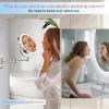 imageFUNTOUCH 9quot 1X30X Wall Mounted Lighted Makeup Mirror 4500mAh Rechargeable Double Sided Magnifying Mirror with Light 3 Color LightsTouch Dimmable 360 Rotation Extended Arm for BathroomBlackChrome
