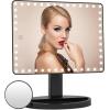 imageFUNTOUCH Large Lighted Makeup Mirror with Lights Light Up Mirror with Small 10x Magnification for Desk 360Rotation Touch ScreenBrightness Adjustable Tabletop Cosmetic Vanity Make Up MirrorBlack