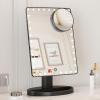 imageFUNTOUCH Large Lighted Makeup Mirror with Lights Light Up Mirror with Small 10x Magnification for Desk 360Rotation Touch ScreenBrightness Adjustable Tabletop Cosmetic Vanity Make Up MirrorBlack