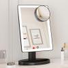 imageFUNTOUCH Large Lighted Makeup Mirror with Lights Light Up Mirror with Small 10x Magnification for Desk 360Rotation Touch ScreenBrightness Adjustable Tabletop Cosmetic Vanity Make Up Mirror3 Color Lighting Black