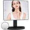 imageFUNTOUCH Large Lighted Makeup Mirror with Lights Light Up Mirror with Small 10x Magnification for Desk 360Rotation Touch ScreenBrightness Adjustable Tabletop Cosmetic Vanity Make Up MirrorBlack