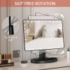 imageFUNTOUCH Large Lighted Makeup Mirror with Lights Light Up Mirror with Small 10x Magnification for Desk 360Rotation Touch ScreenBrightness Adjustable Tabletop Cosmetic Vanity Make Up MirrorBlack