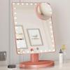 imageFUNTOUCH Large Lighted Makeup Mirror with Lights Light Up Mirror with Small 10x Magnification for Desk 360Rotation Touch ScreenBrightness Adjustable Tabletop Cosmetic Vanity Make Up MirrorRose Gold