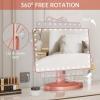 imageFUNTOUCH Large Lighted Makeup Mirror with Lights Light Up Mirror with Small 10x Magnification for Desk 360Rotation Touch ScreenBrightness Adjustable Tabletop Cosmetic Vanity Make Up MirrorRose Gold
