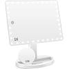 imageFUNTOUCH Large Lighted Makeup Mirror with Lights Light Up Mirror with Small 10x Magnification for Desk 360Rotation Touch ScreenBrightness Adjustable Tabletop Cosmetic Vanity Make Up MirrorWhite