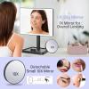 imageFUNTOUCH Rechargeable Lighted Mirrors for Makeup 2000mAh 10X Magnification3 Color Lighting Portable Tabletop Cosmetic Make Up Mirror 360 Rotation Led Light up Mirrors with StorageWhiteBlack Large
