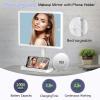 imageFUNTOUCH Rechargeable Lighted Mirrors for Makeup 2000mAh 10X Magnification3 Color Lighting Portable Tabletop Cosmetic Make Up Mirror 360 Rotation Led Light up Mirrors with StorageWhiteWhite Large