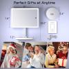 imageFUNTOUCH Rechargeable Lighted Mirrors for Makeup 2000mAh 10X Magnification3 Color Lighting Portable Tabletop Cosmetic Make Up Mirror 360 Rotation Led Light up Mirrors with StorageWhiteWhite Large