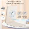 imageFUNTOUCH Rechargeable Travel Makeup Mirror with Lights and 10X Magnifying Mirrors Portable Lighted Vanity Mirror with 80 Led2000mAh Battery3 Color LightingTouch DimmingTabletop Light up MirrorStraw Color