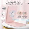 imageFUNTOUCH Rechargeable Travel Makeup Mirror with Lights and 10X Magnifying Mirrors Portable Lighted Vanity Mirror with 80 Led2000mAh Battery3 Color LightingTouch DimmingTabletop Light up MirrorPink