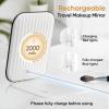 imageFUNTOUCH Rechargeable Travel Makeup Mirror with Lights and 10X Magnifying Mirrors Portable Lighted Vanity Mirror with 80 Led2000mAh Battery3 Color LightingTouch DimmingTabletop Light up MirrorPearl White