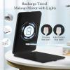 imageFUNTOUCH Rechargeable Travel Makeup Mirror with Lights and 10X Magnifying Mirrors Portable Lighted Vanity Mirror with 80 Led2000mAh Battery3 Color LightingTouch DimmingTabletop Light up MirrorBlack