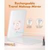 imageFUNTOUCH Rechargeable Travel Makeup Mirror with Lights and 10X Magnifying Mirrors Portable Lighted Vanity Mirror with 80 Led2000mAh Battery3 Color LightingTouch DimmingTabletop Light up MirrorSnow White With 10x Mirror