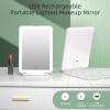 imageFUNTOUCH Rechargeable Travel Makeup Mirror with Lights and 10X Magnifying Mirrors Portable Lighted Vanity Mirror with 80 Led2000mAh Battery3 Color LightingTouch DimmingTabletop Light up MirrorCeramic White