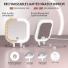 imageFUNTOUCH Travel Magnifying Mirror with Light 20X1X Magnifying Makeup Mirror Set 3 Light Settings ampamp Adjustable BrightnessRechargeable Folding Compact Double Sides Mirror for Home ampamp Travel WhiteWhite With Bag30x