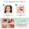 imageFUNTOUCH Travel Magnifying Mirror with Light 20X1X Magnifying Makeup Mirror Set 3 Light Settings ampamp Adjustable BrightnessRechargeable Folding Compact Double Sides Mirror for Home ampamp Travel WhiteWhite With Pocket