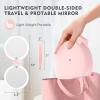 imageFUNTOUCH Travel Mirror with Light 1X10X Double Sided Magnification Makeup Vanity Mirror with 3 Color Setting Chargeable Foldable Portable Travel Essential Vanity Mirror with BagPink