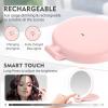 imageFUNTOUCH Travel Mirror with Light 1X10X Double Sided Magnification Makeup Vanity Mirror with 3 Color Setting Chargeable Foldable Portable Travel Essential Vanity Mirror with BagPink