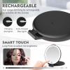 imageFUNTOUCH Travel Mirror with Light 1X10X Double Sided Magnification Makeup Vanity Mirror with 3 Color Setting Chargeable Foldable Portable Travel Essential Vanity Mirror with BagBlack