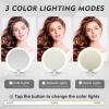 imageFUNTOUCH Travel Mirror with Light 1X10X Double Sided Magnification Makeup Vanity Mirror with 3 Color Setting Chargeable Foldable Portable Travel Essential Vanity Mirror with BagWhite With Bag