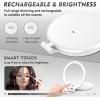 imageFUNTOUCH Travel Mirror with Light 1X10X Double Sided Magnification Makeup Vanity Mirror with 3 Color Setting Chargeable Foldable Portable Travel Essential Vanity Mirror with BagWhite