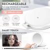 imageFUNTOUCH Travel Mirror with Light 1X10X Double Sided Magnification Makeup Vanity Mirror with 3 Color Setting Chargeable Foldable Portable Travel Essential Vanity Mirror with BagWhite With Bag