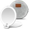 imageFUNTOUCH Travel Mirror with Light 1X10X Double Sided Magnification Makeup Vanity Mirror with 3 Color Setting Chargeable Foldable Portable Travel Essential Vanity Mirror with BagWhite With Bag