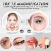 imageFUNTOUCH Travel Mirror with Light 1X10X Double Sided Magnification Makeup Vanity Mirror with 3 Color Setting Chargeable Foldable Portable Travel Essential Vanity Mirror with BagWhite With Bag