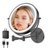 imageFUNTOUCH 9quot 1X30X Wall Mounted Lighted Makeup Mirror 4500mAh Rechargeable Double Sided Magnifying Mirror with Light 3 Color LightsTouch Dimmable 360 Rotation Extended Arm for BathroomBlackBlack